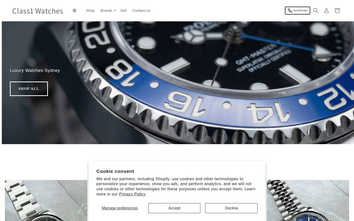 class1watches.com homepage screenshot