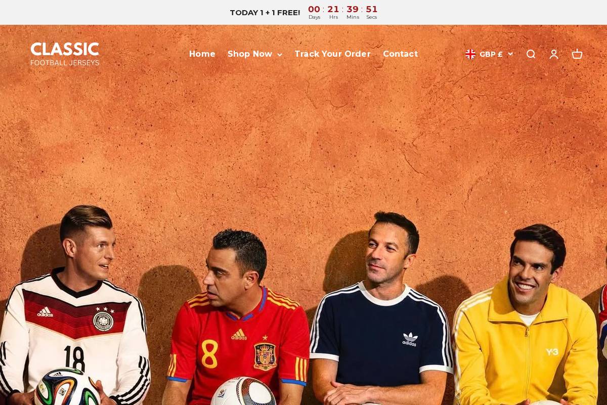 Classic Football Jerseys homepage screenshot