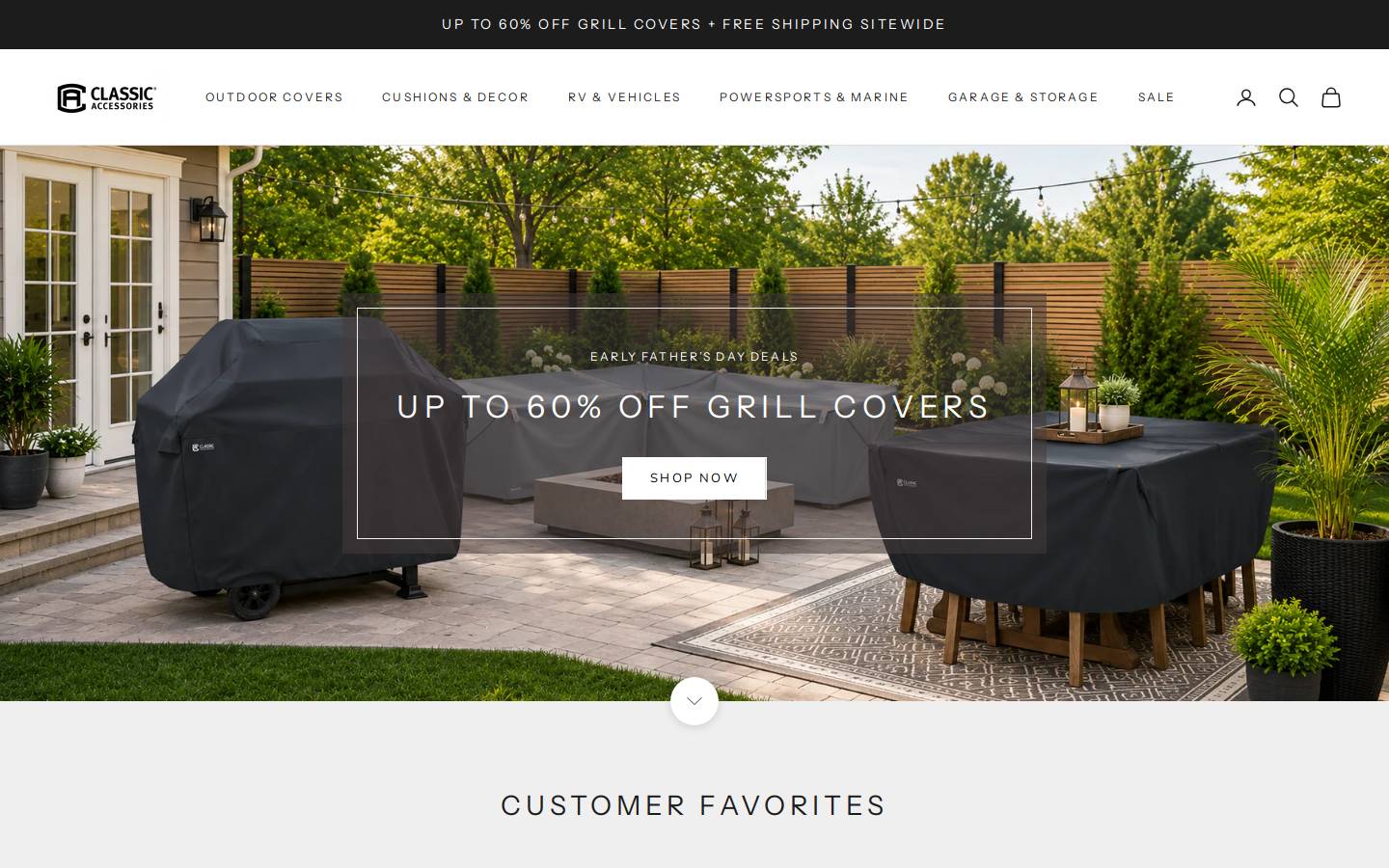 Classic Accessories homepage screenshot