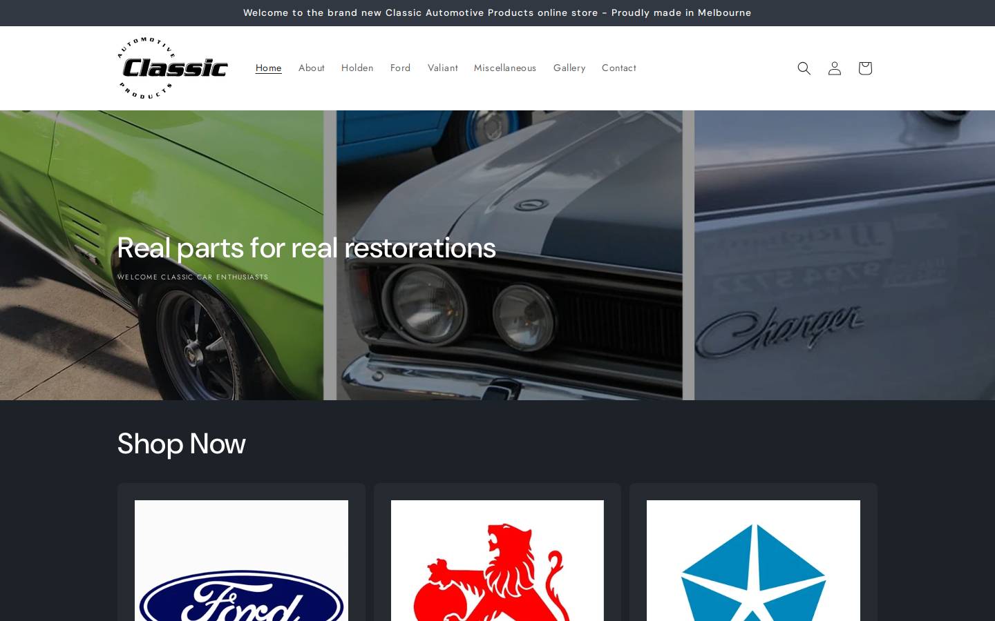 classicautomotiveproducts.com.au homepage screenshot
