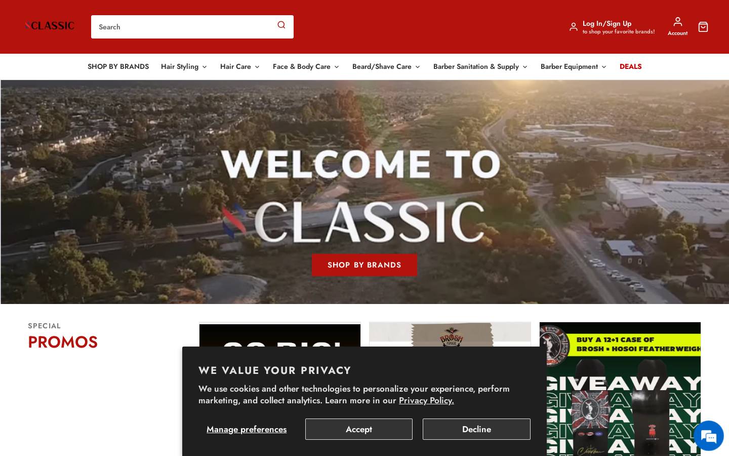 classicbarberproducts.com homepage screenshot