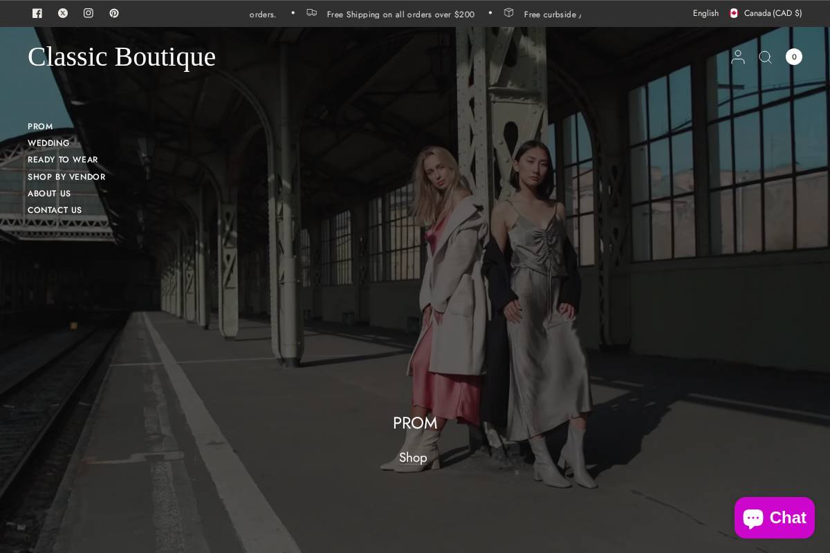 classicboutique.ca homepage screenshot
