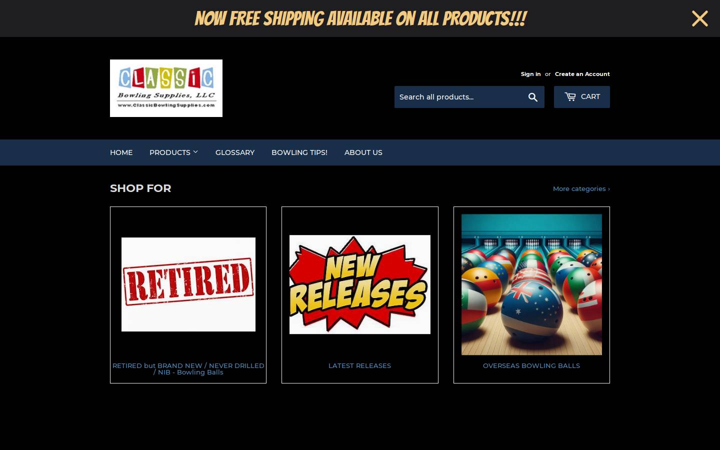 classicbowlingsupplies.com homepage screenshot
