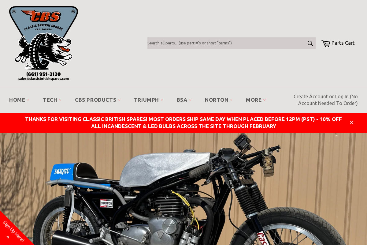 Classic British Spares homepage screenshot