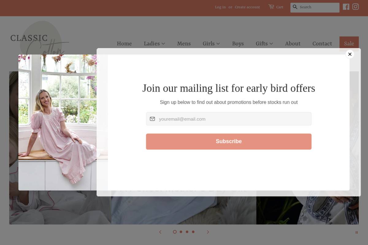 classiccotton.co.uk homepage screenshot