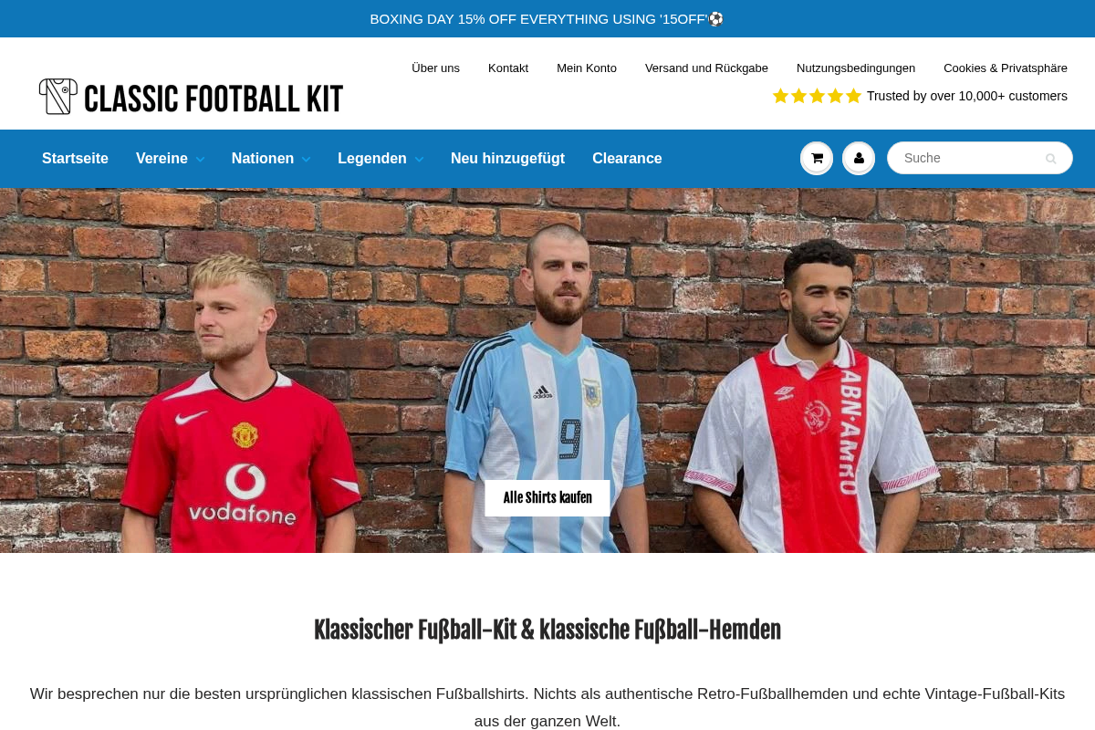 classicfootballkit.de homepage screenshot