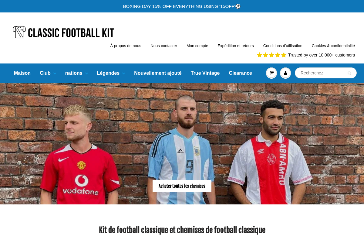 Classic Football Kit homepage screenshot