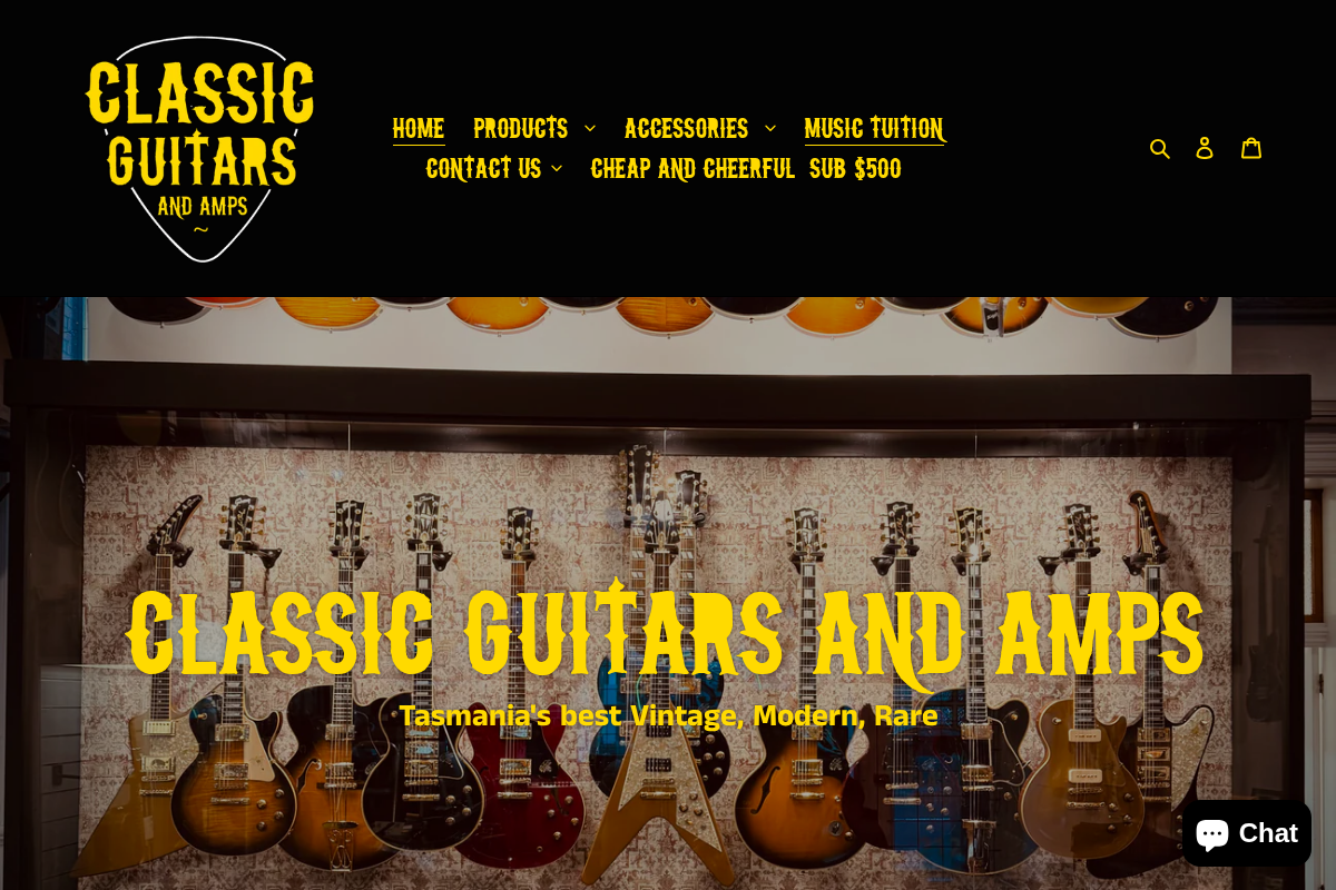 Classic Guitars and Amps homepage screenshot