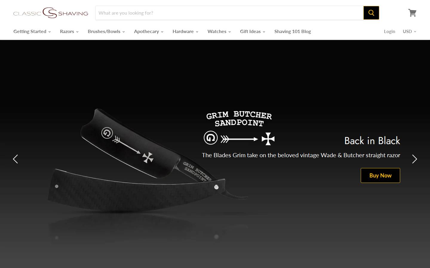 ClassicShaving.com homepage screenshot