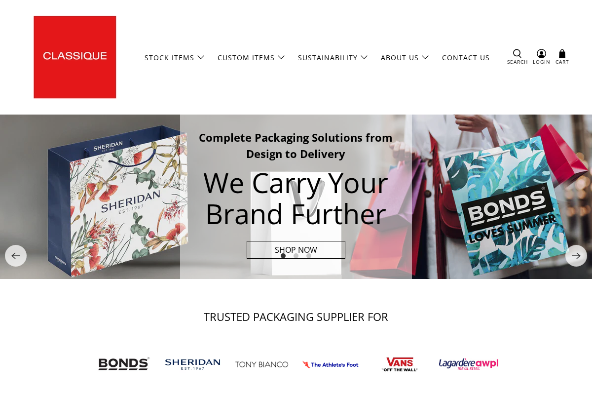 Classique Australia homepage screenshot