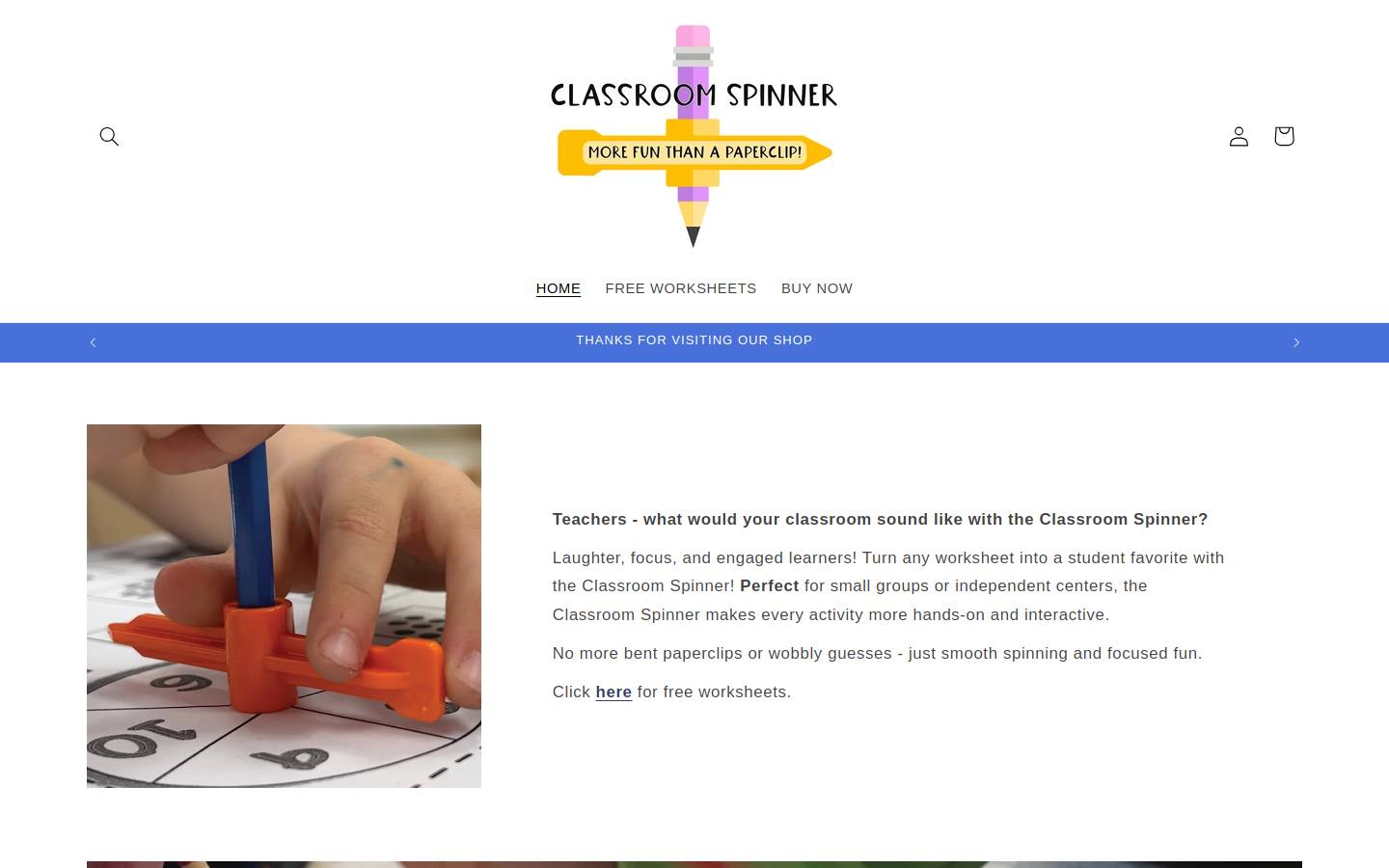 classroomspinner.com homepage screenshot