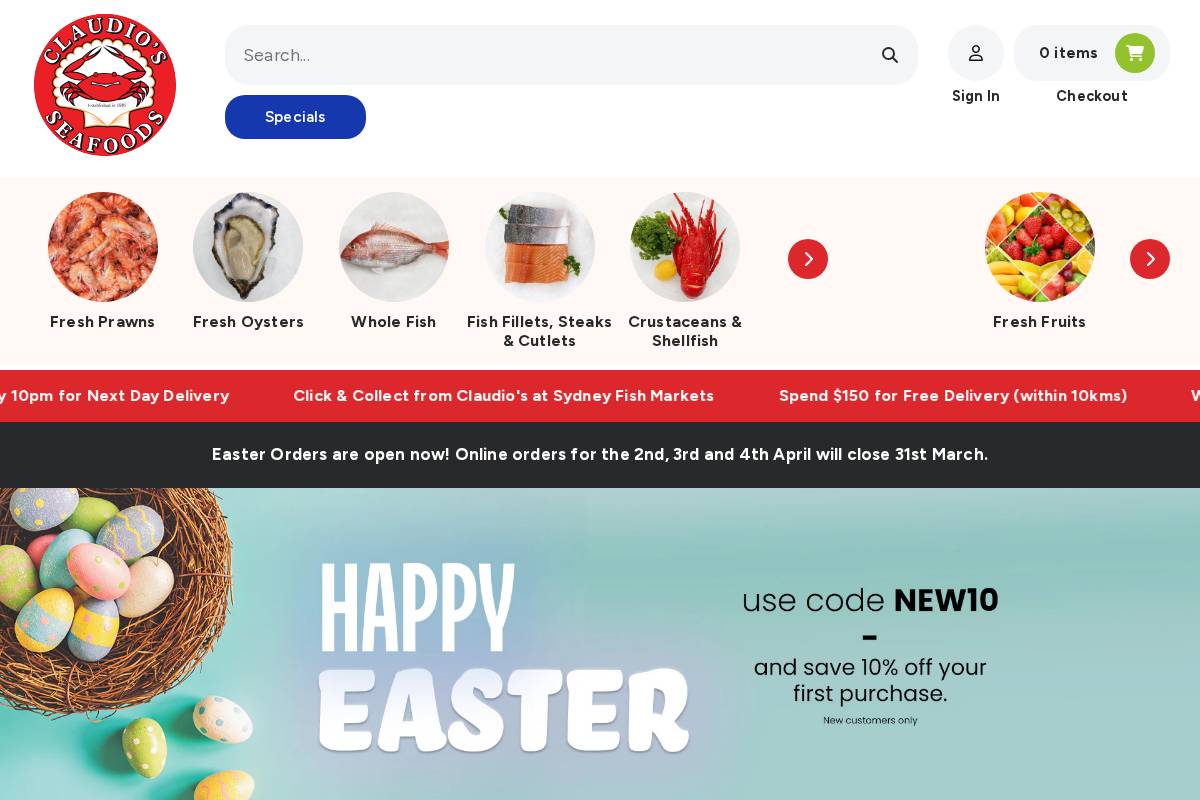 claudiosseafood.com.au homepage screenshot