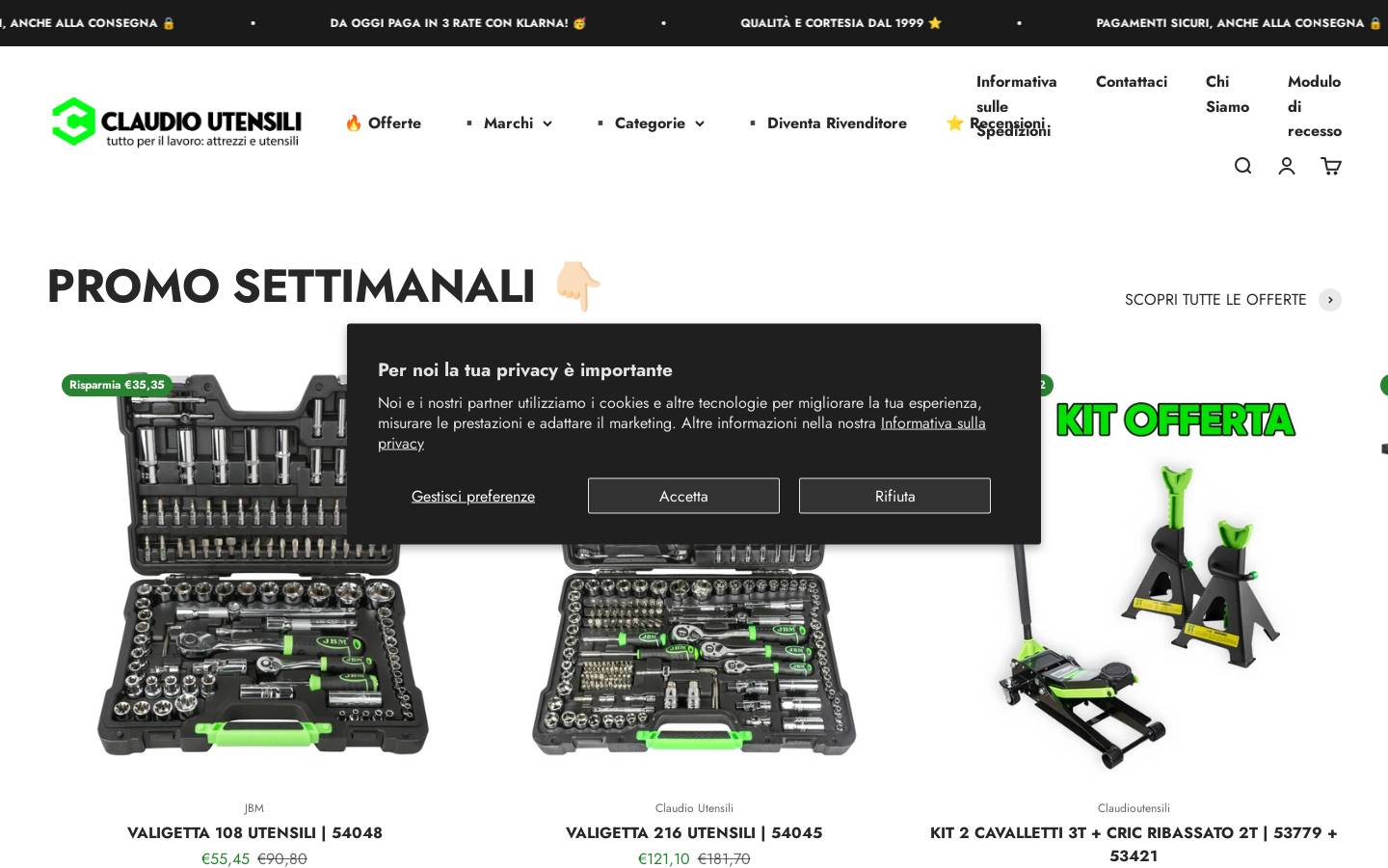 claudioutensili.com homepage screenshot
