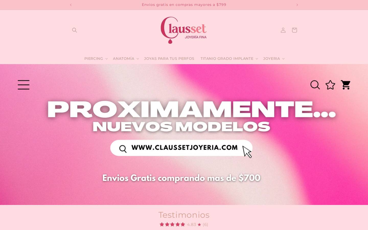 claussetjoyeria.com.mx homepage screenshot