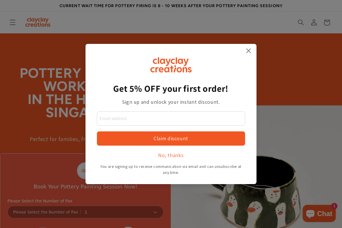 Clay Clay Pottery homepage screenshot