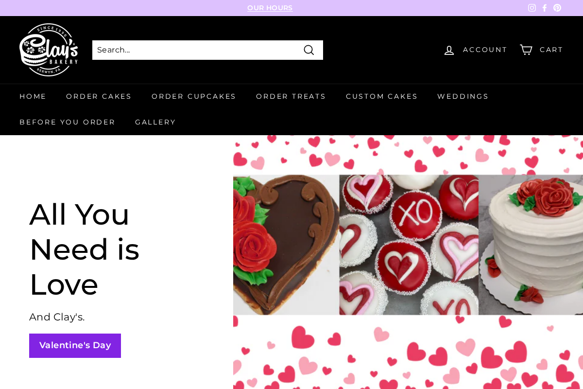 Clay's Bakery homepage screenshot