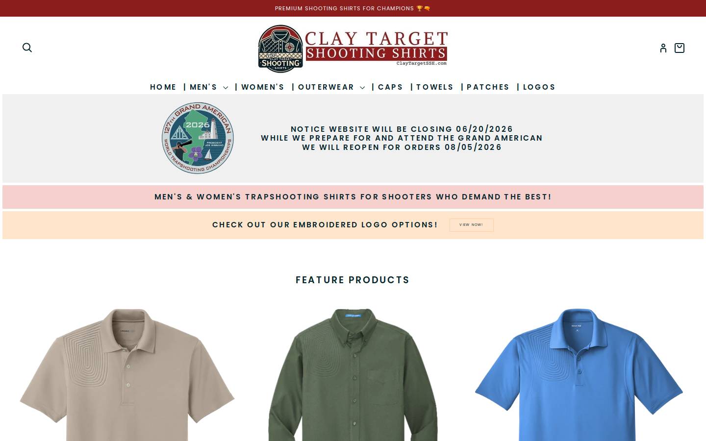 claytargetembroidery.com homepage screenshot