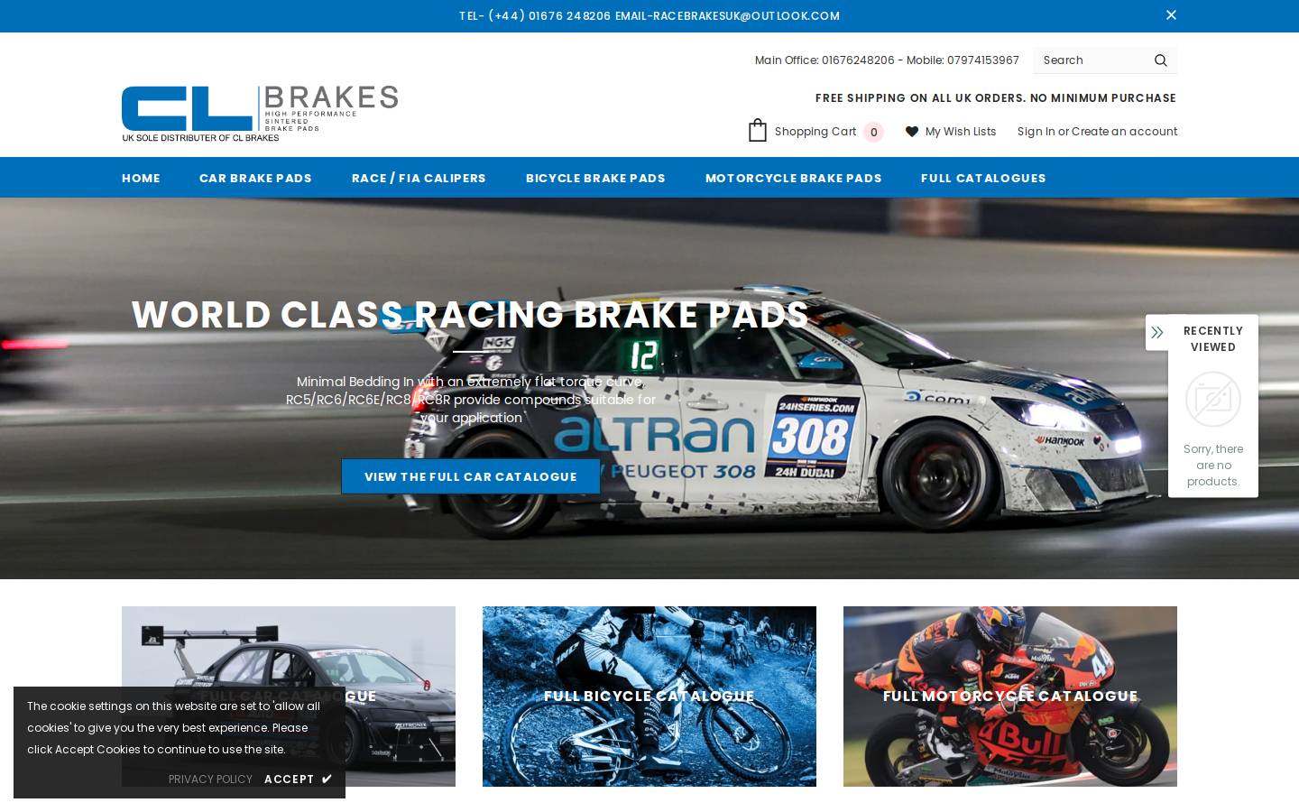 clbrakepads.co.uk homepage screenshot