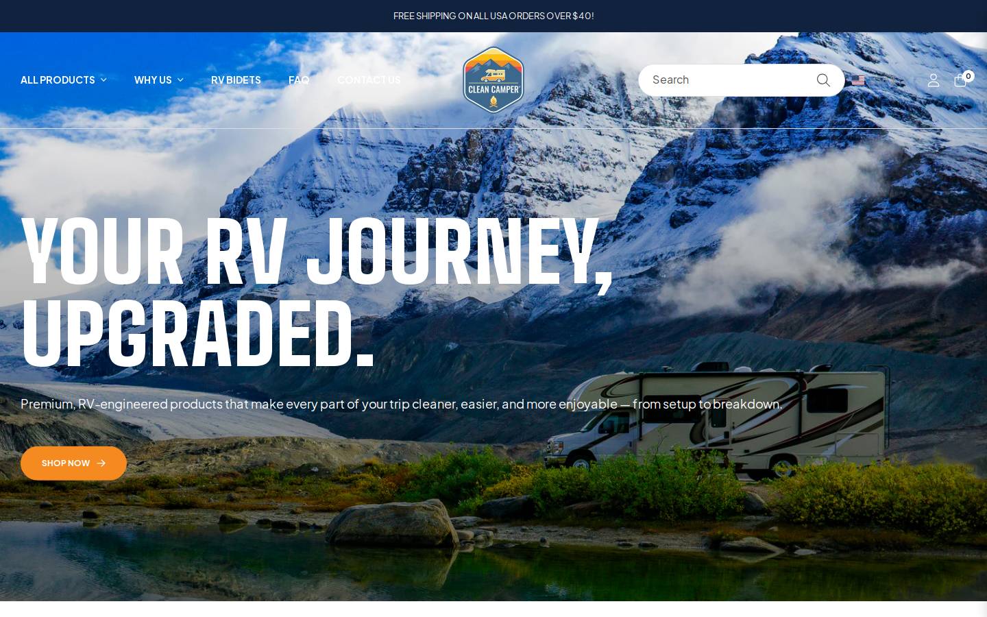 clean-camper.com homepage screenshot