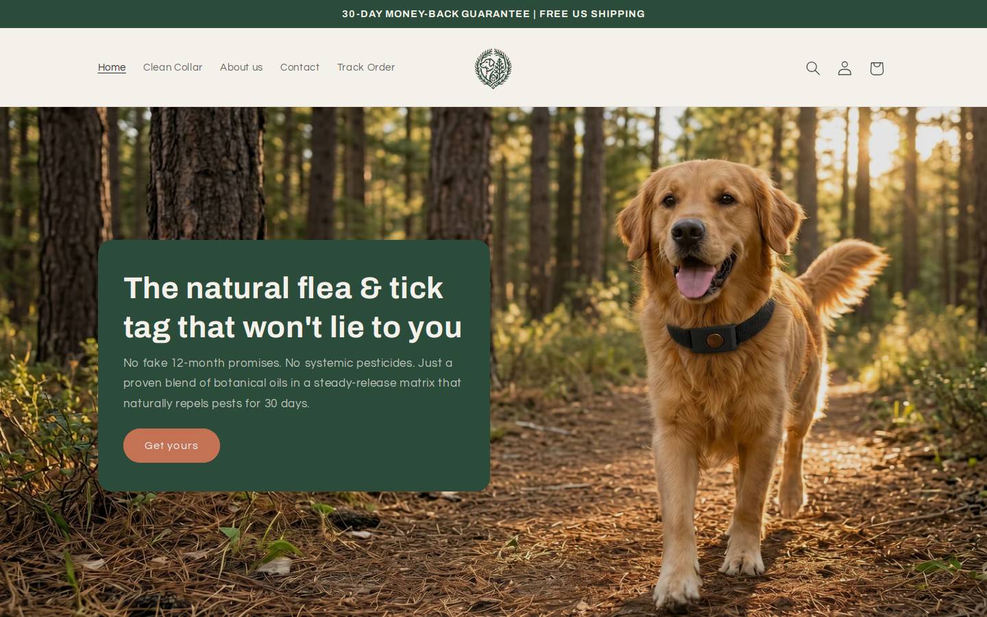 clean-collar.com homepage screenshot