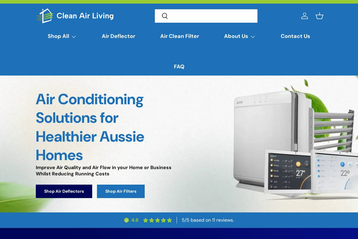 cleanairliving.com.au homepage screenshot