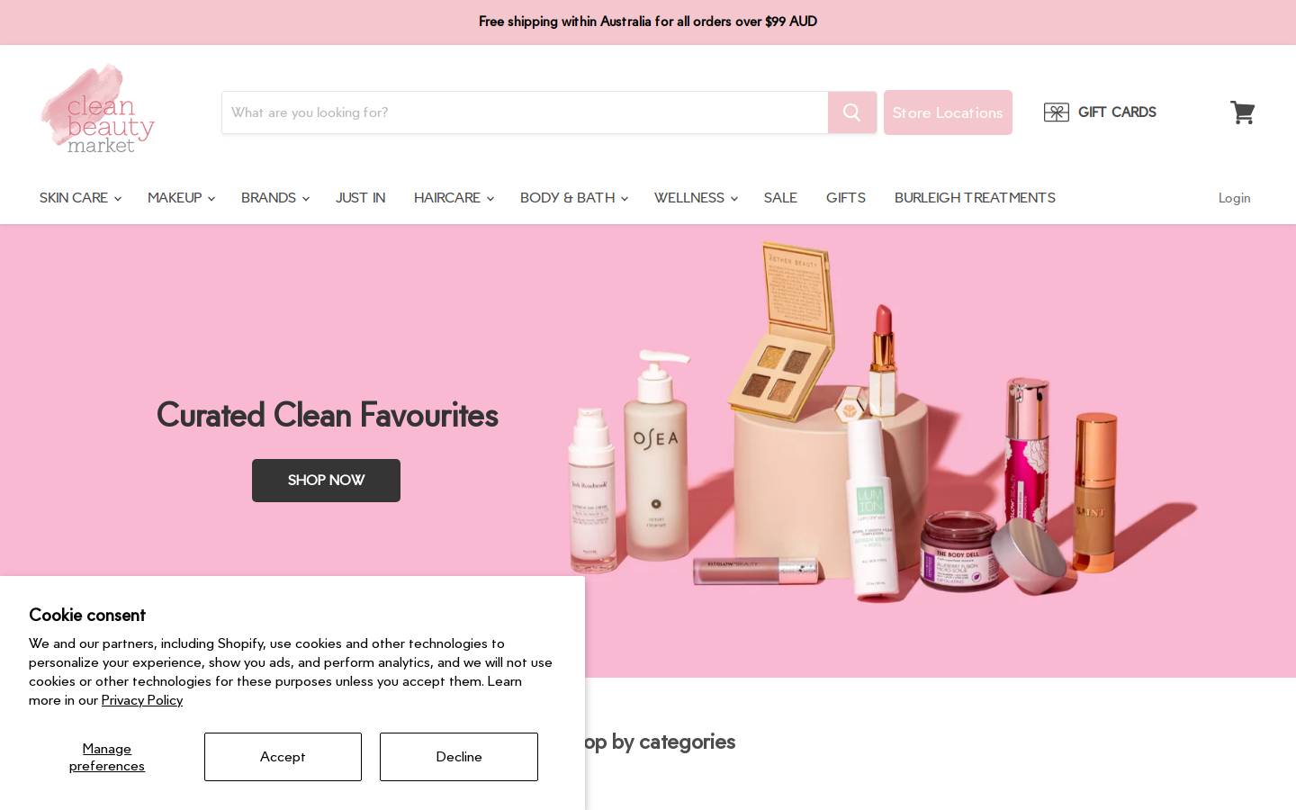cleanbeautymarket.com.au homepage screenshot