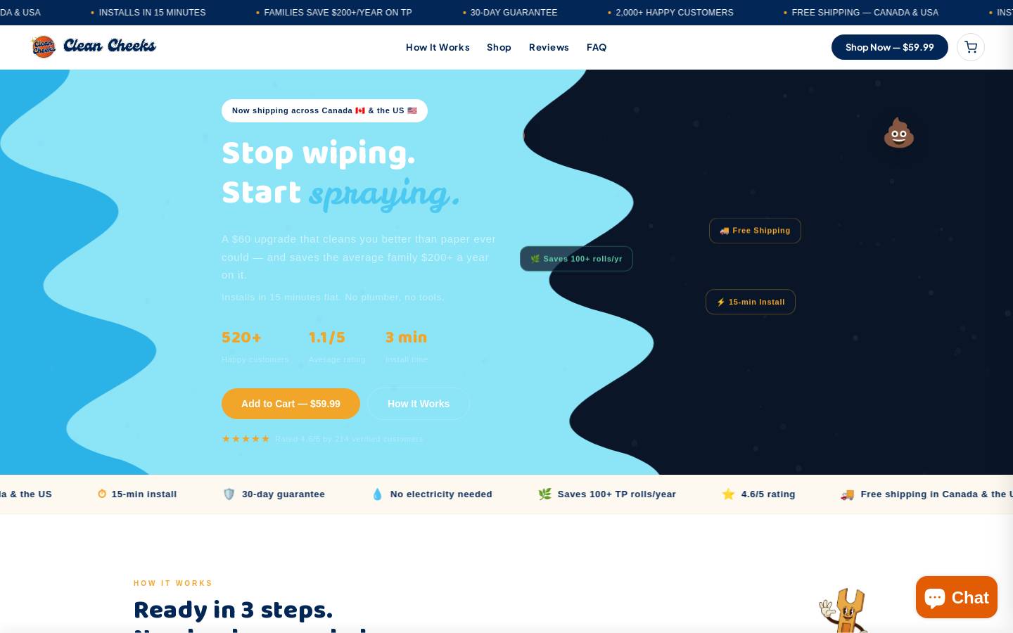 cleancheeks.ca homepage screenshot