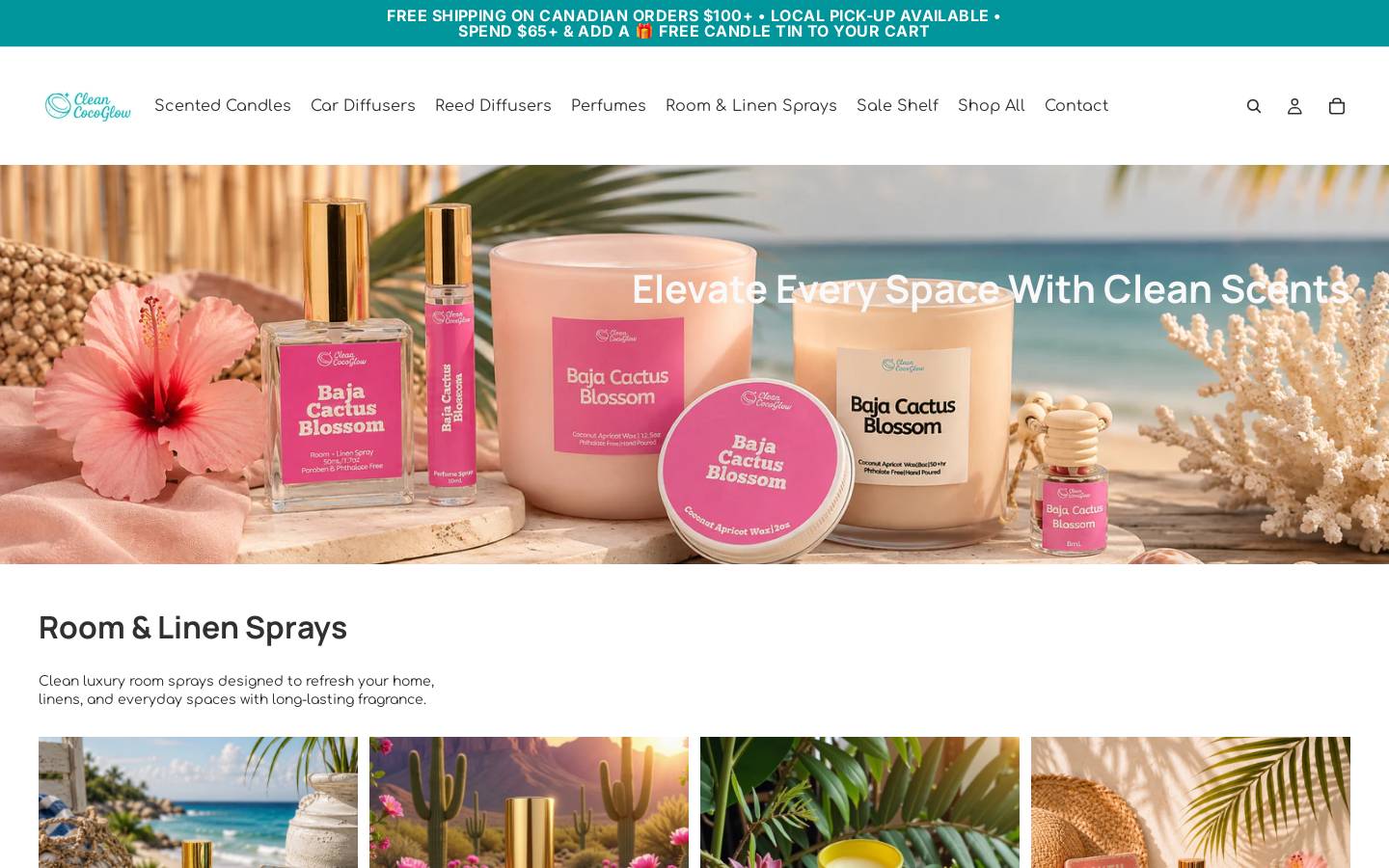 cleancocoglow.ca homepage screenshot