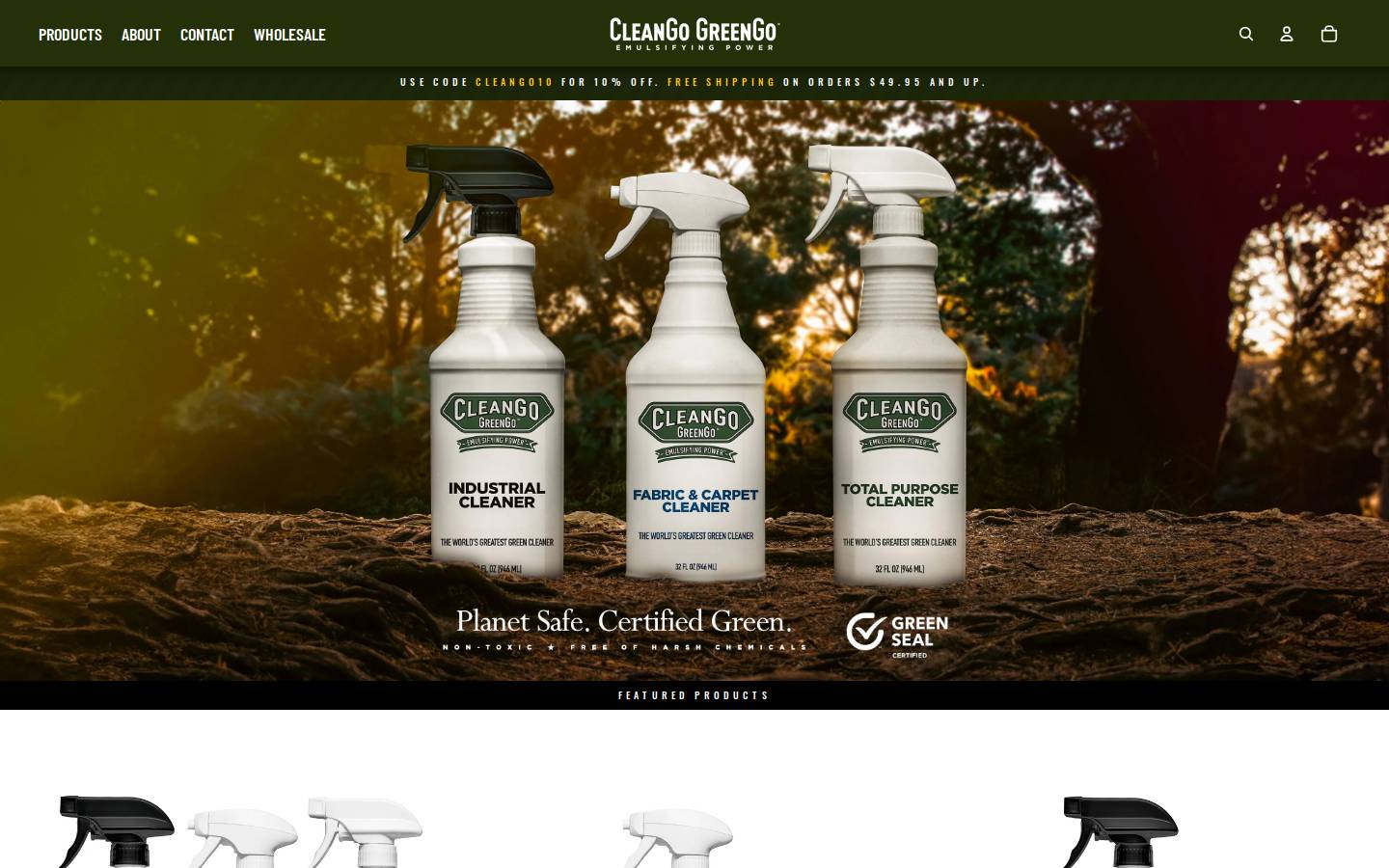 cleangogreengo.com homepage screenshot