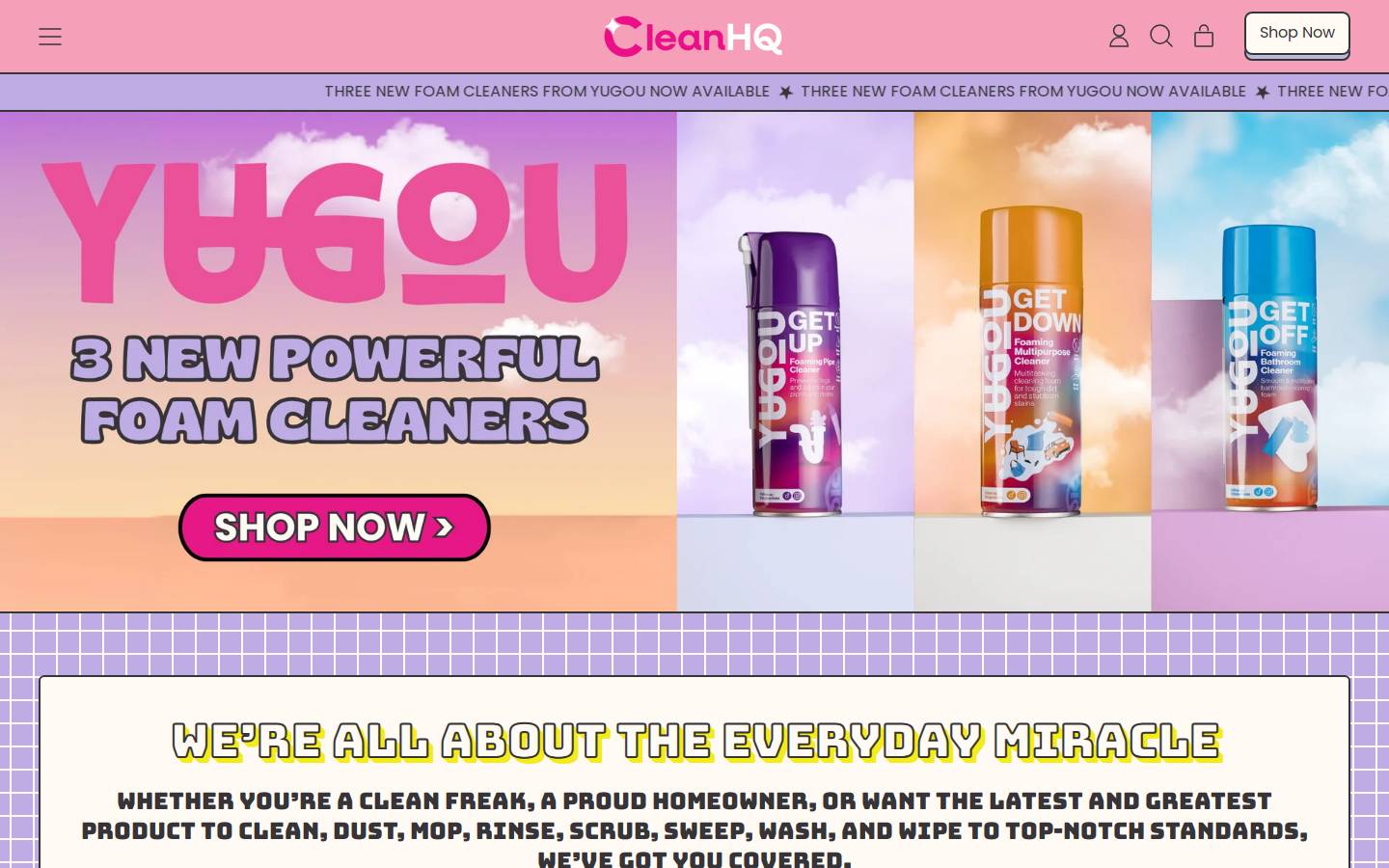 CleanHQ homepage screenshot
