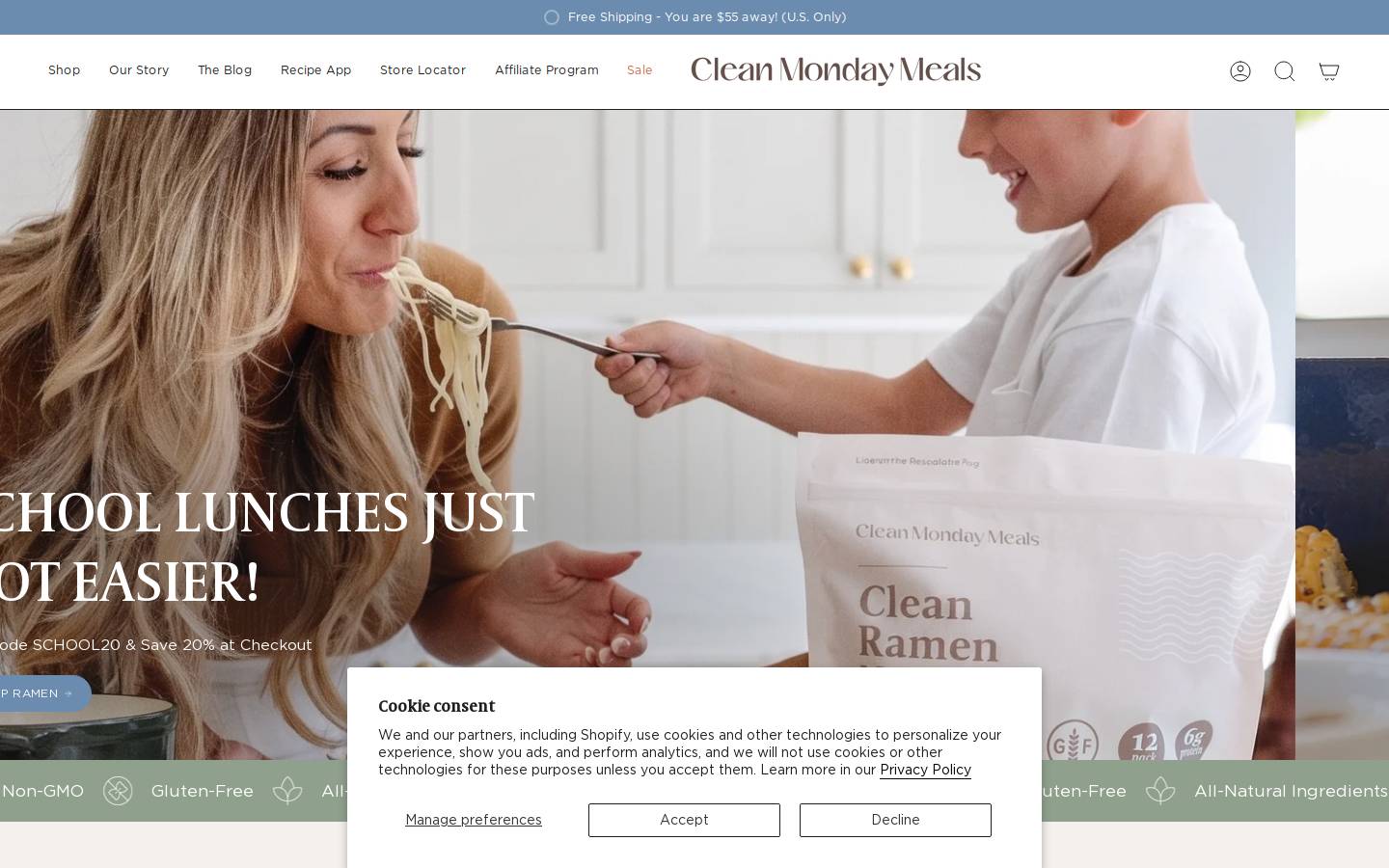cleanmondaymeals.com homepage screenshot