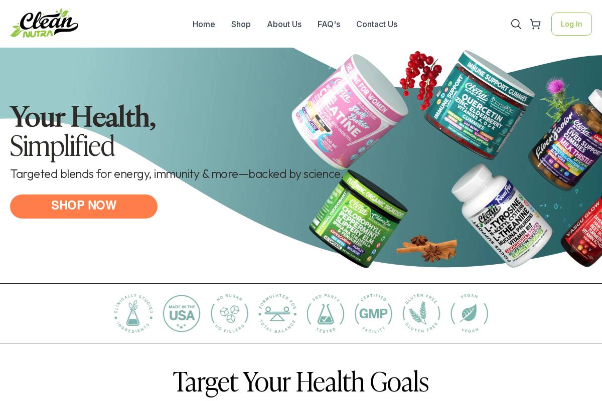 Clean Nutra homepage screenshot