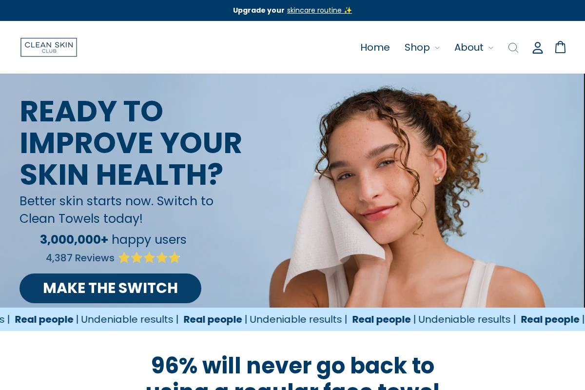 cleanskinclub.co.uk homepage screenshot