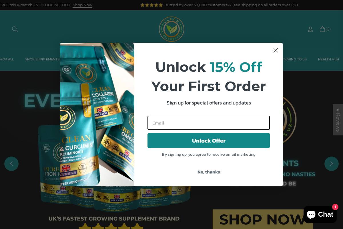 Clean Supplements Uk homepage screenshot