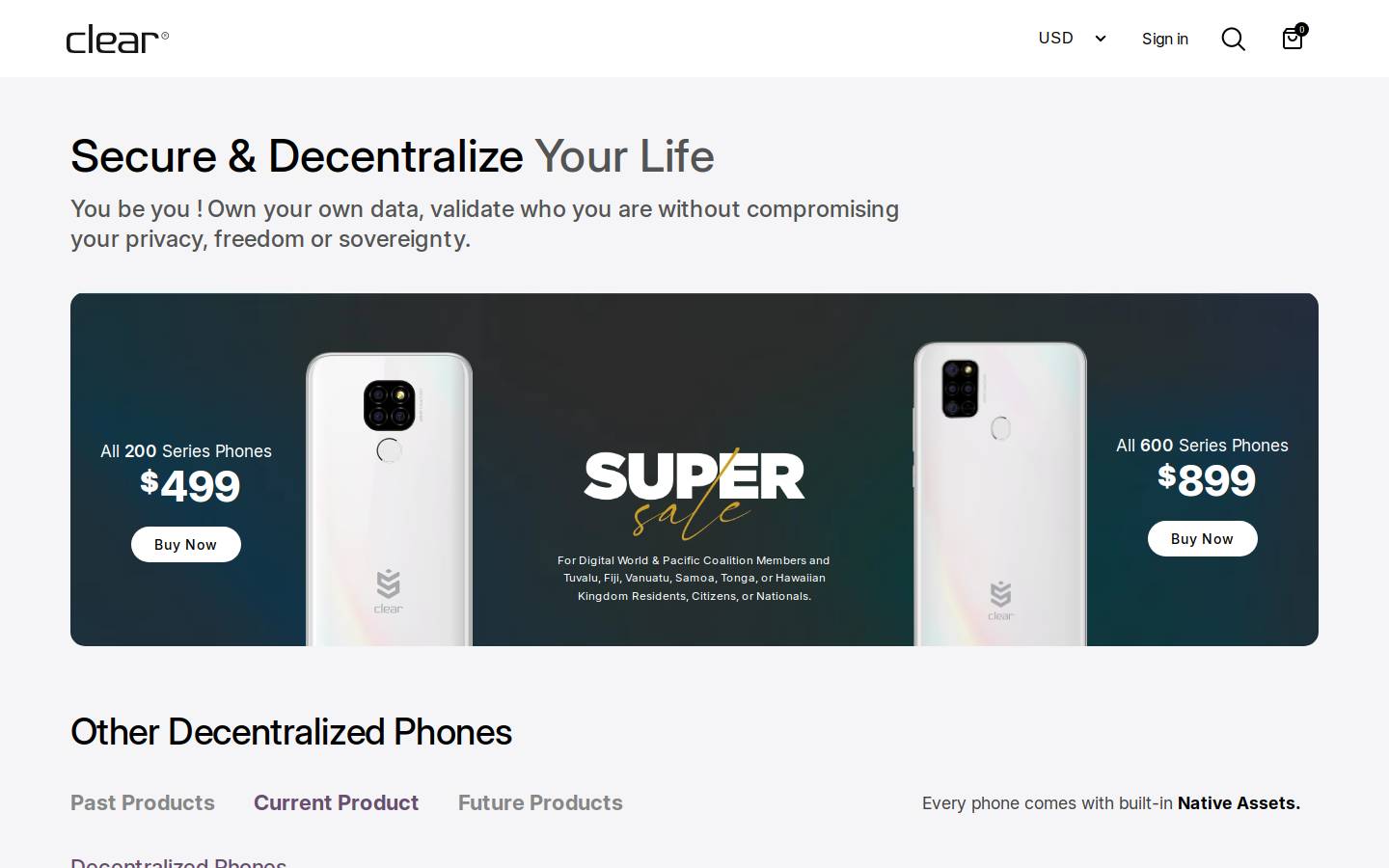CLEAR homepage screenshot