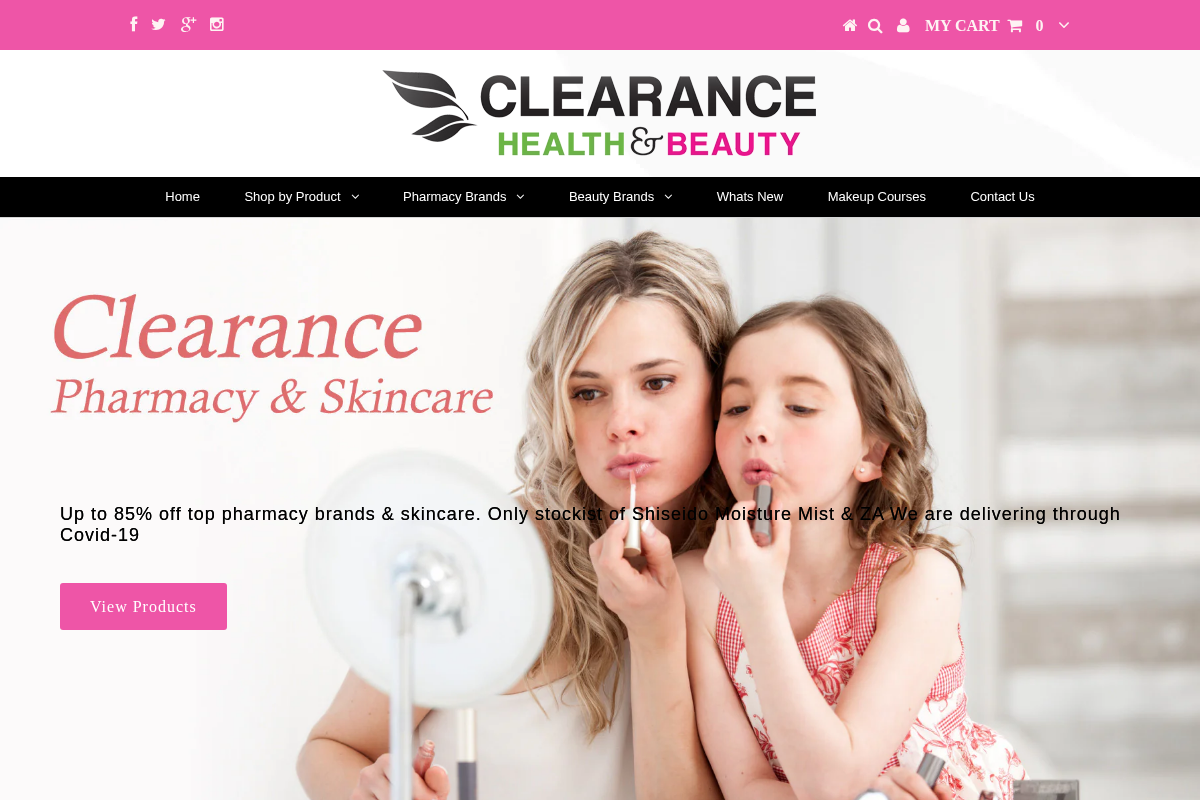 Clearance Health & Beauty homepage screenshot