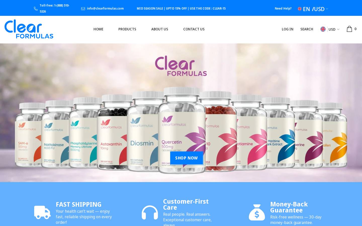 clearformulas.com homepage screenshot
