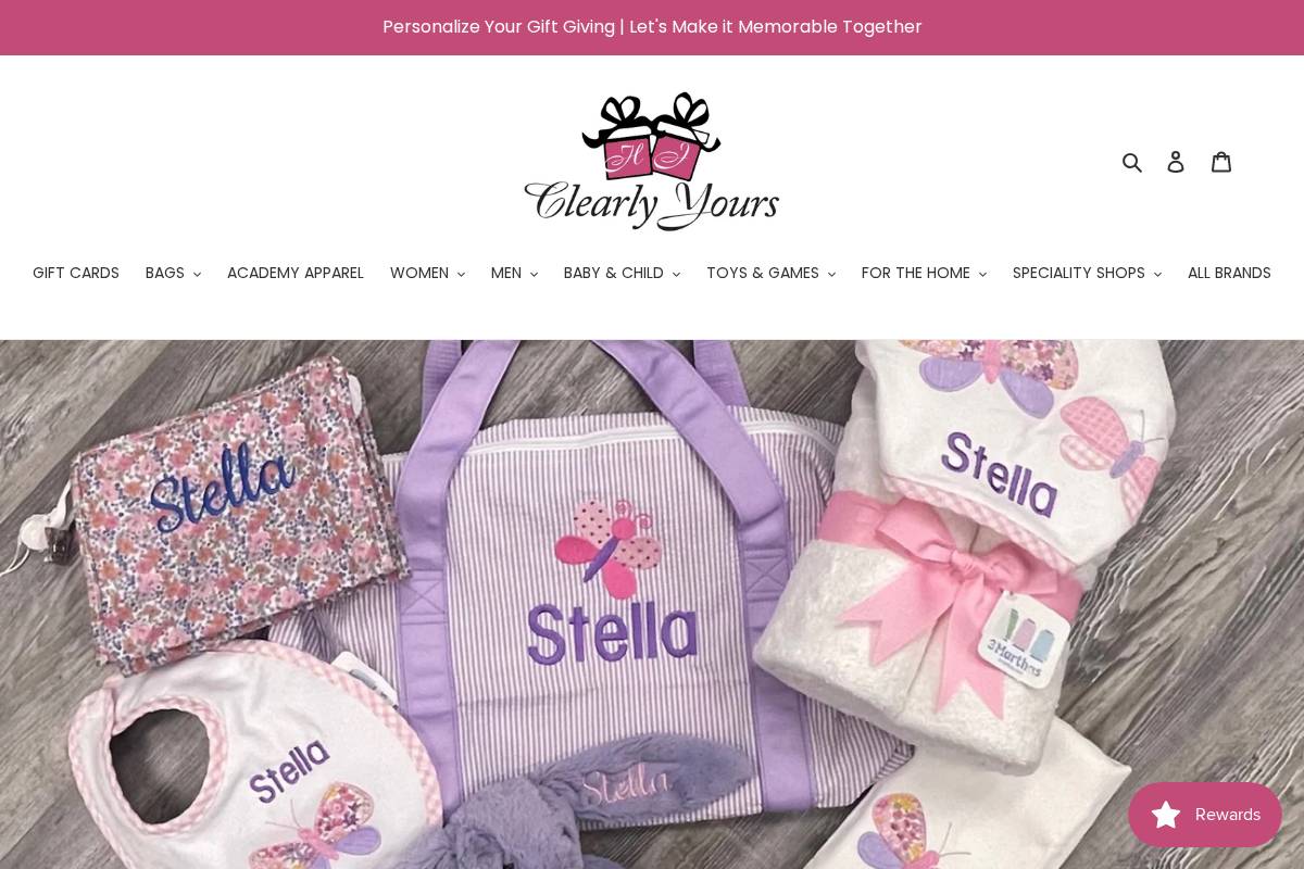 clearlyyoursgifts.com homepage screenshot