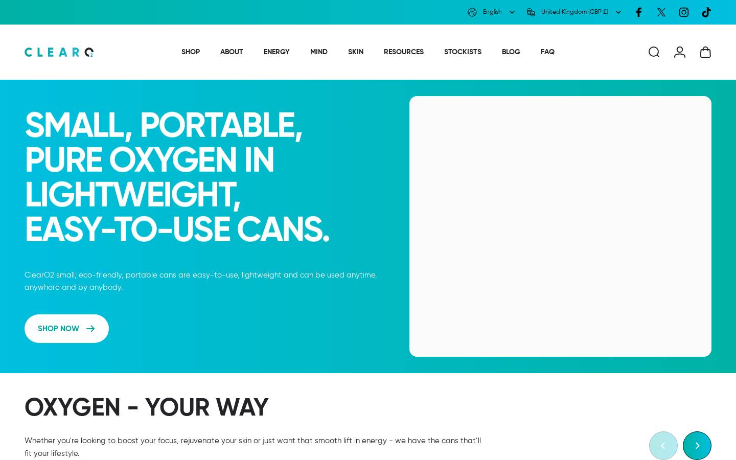Clearo2 homepage screenshot