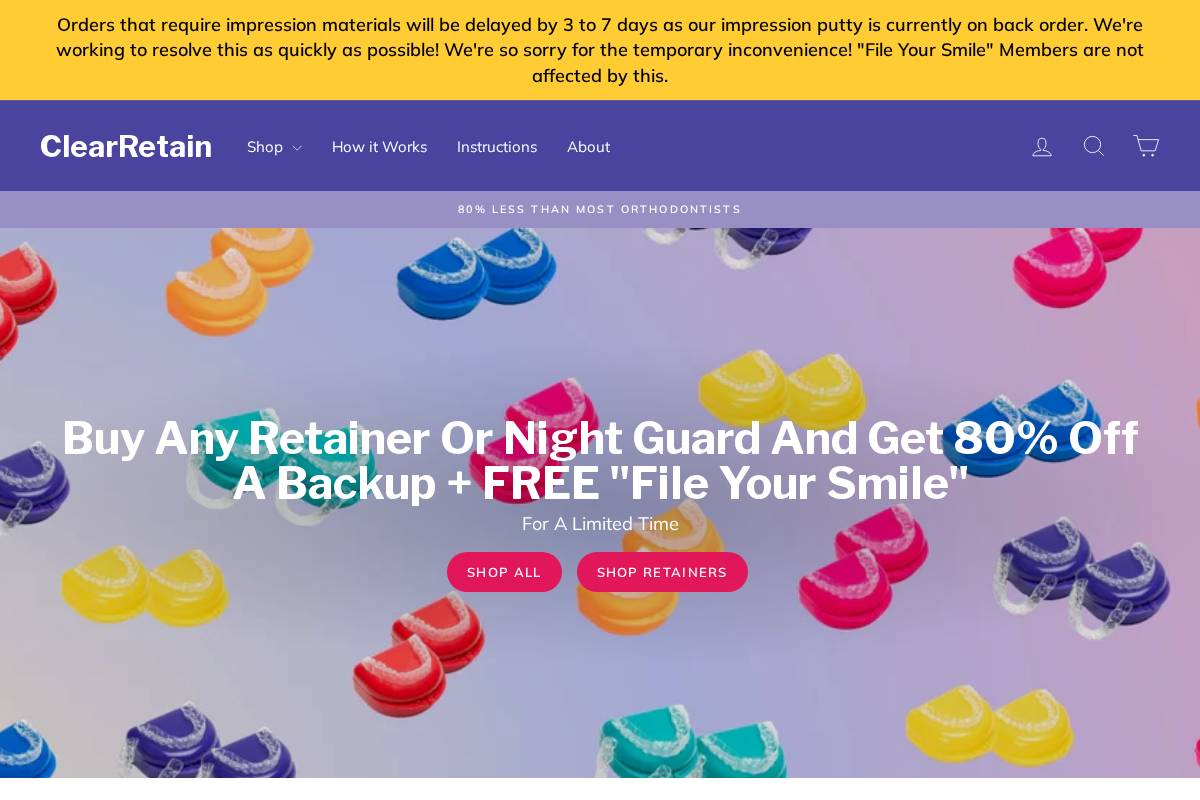 ClearRetain homepage screenshot