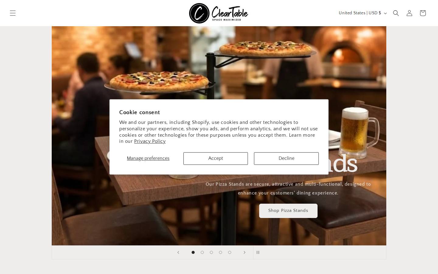 cleartable.com homepage screenshot