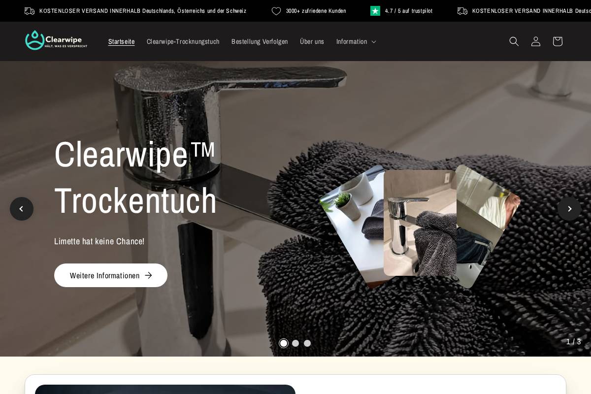 Clearwipe homepage screenshot