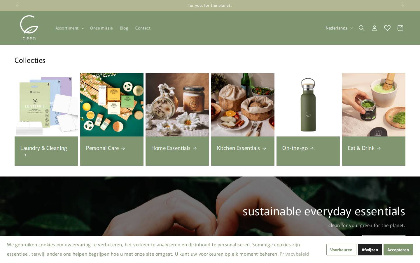Cleen homepage screenshot