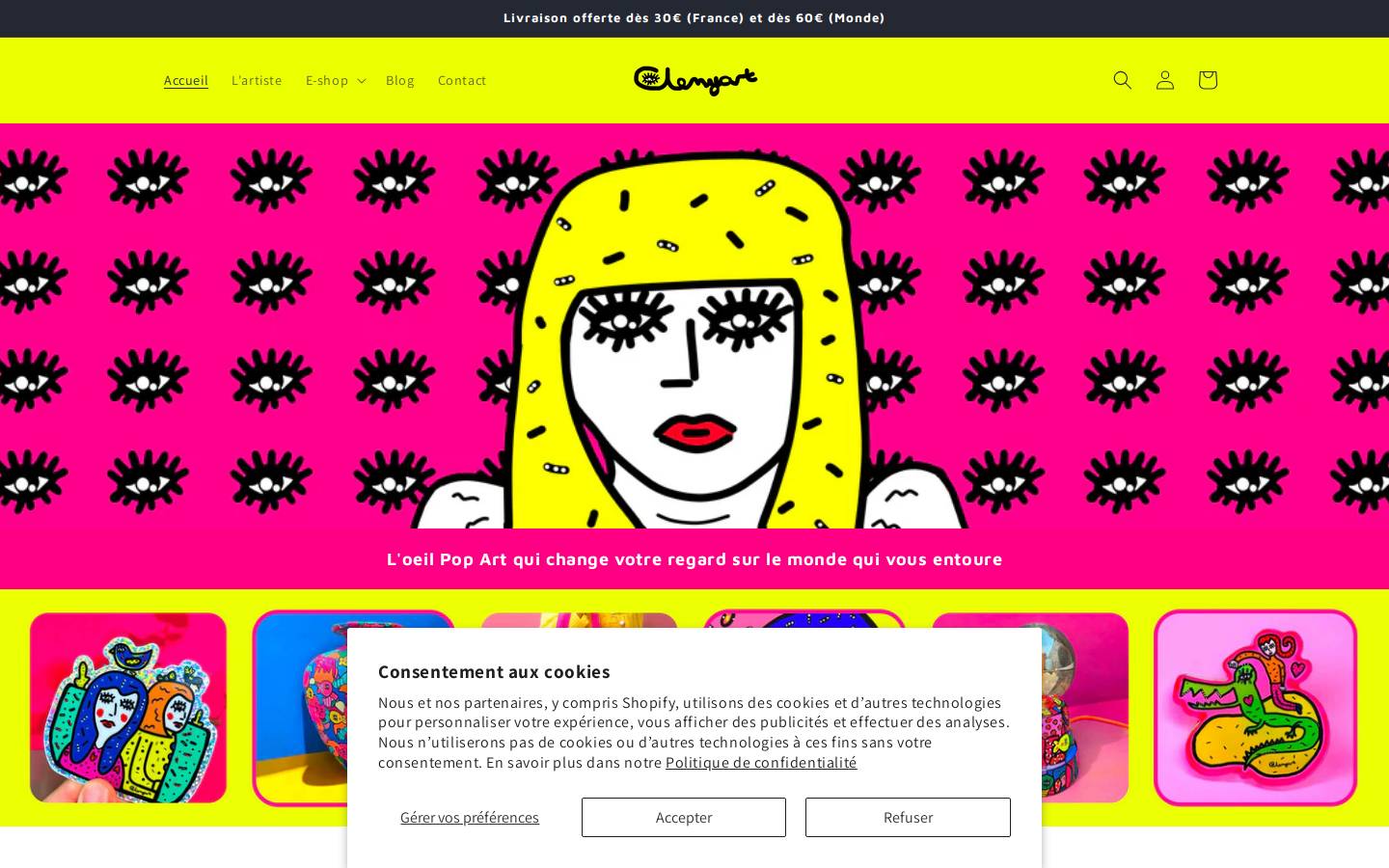 clemyart.com homepage screenshot