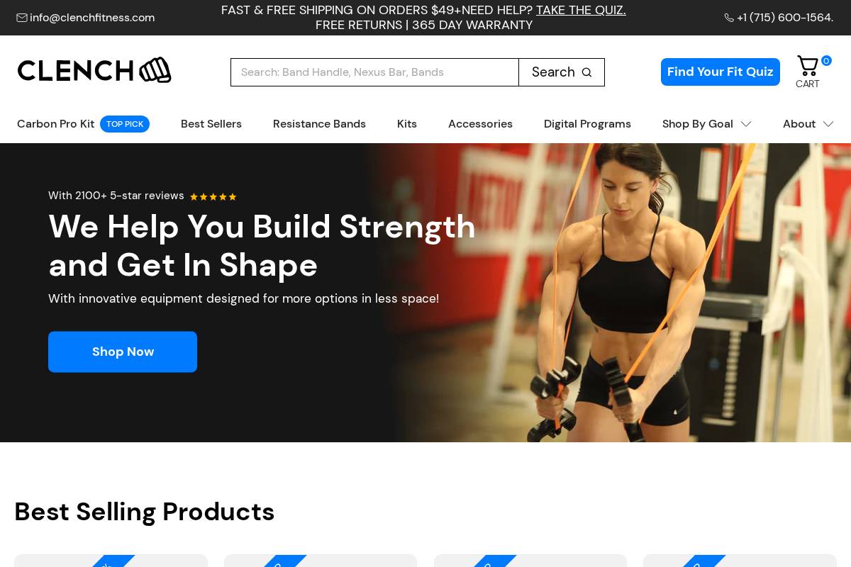 clenchfitness.com homepage screenshot
