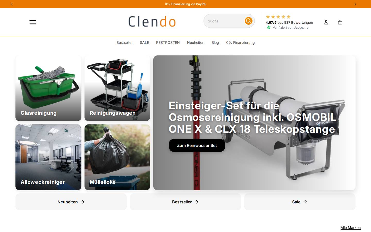 clendo.de homepage screenshot