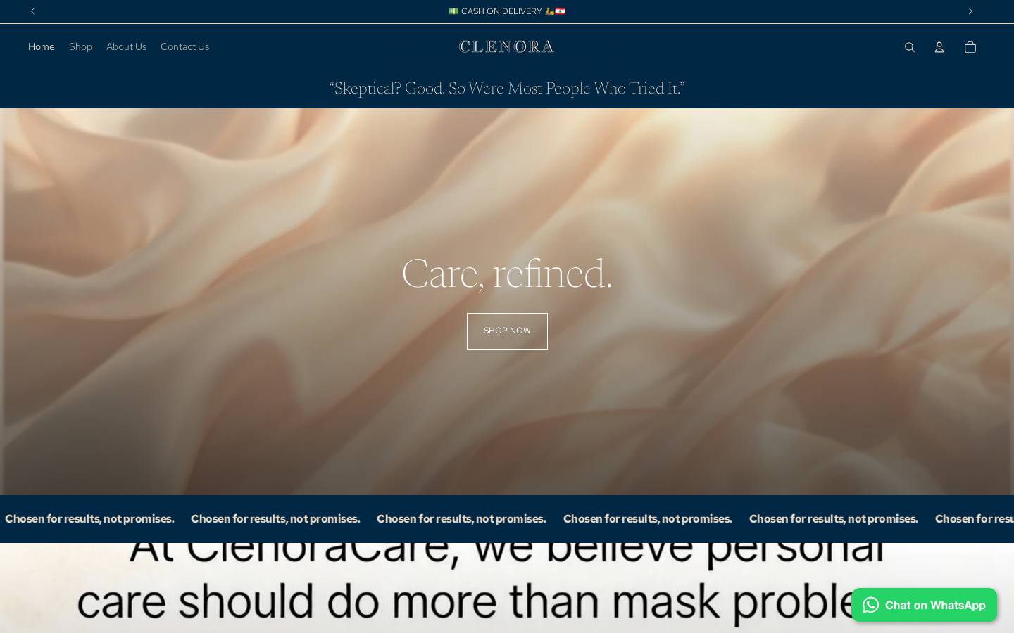 clenoracare.com homepage screenshot
