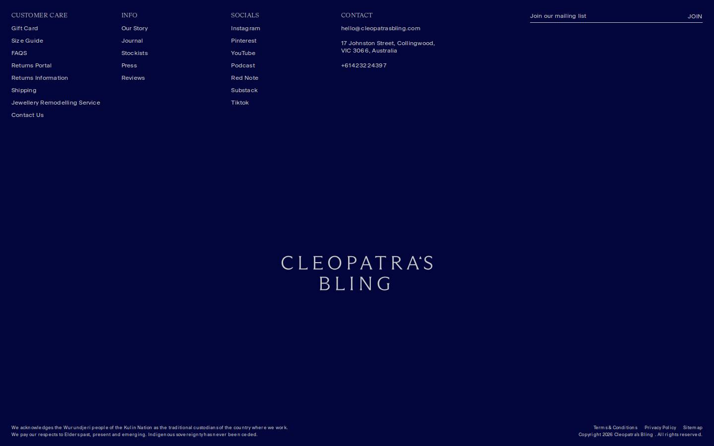 Cleopatra's Bling homepage screenshot