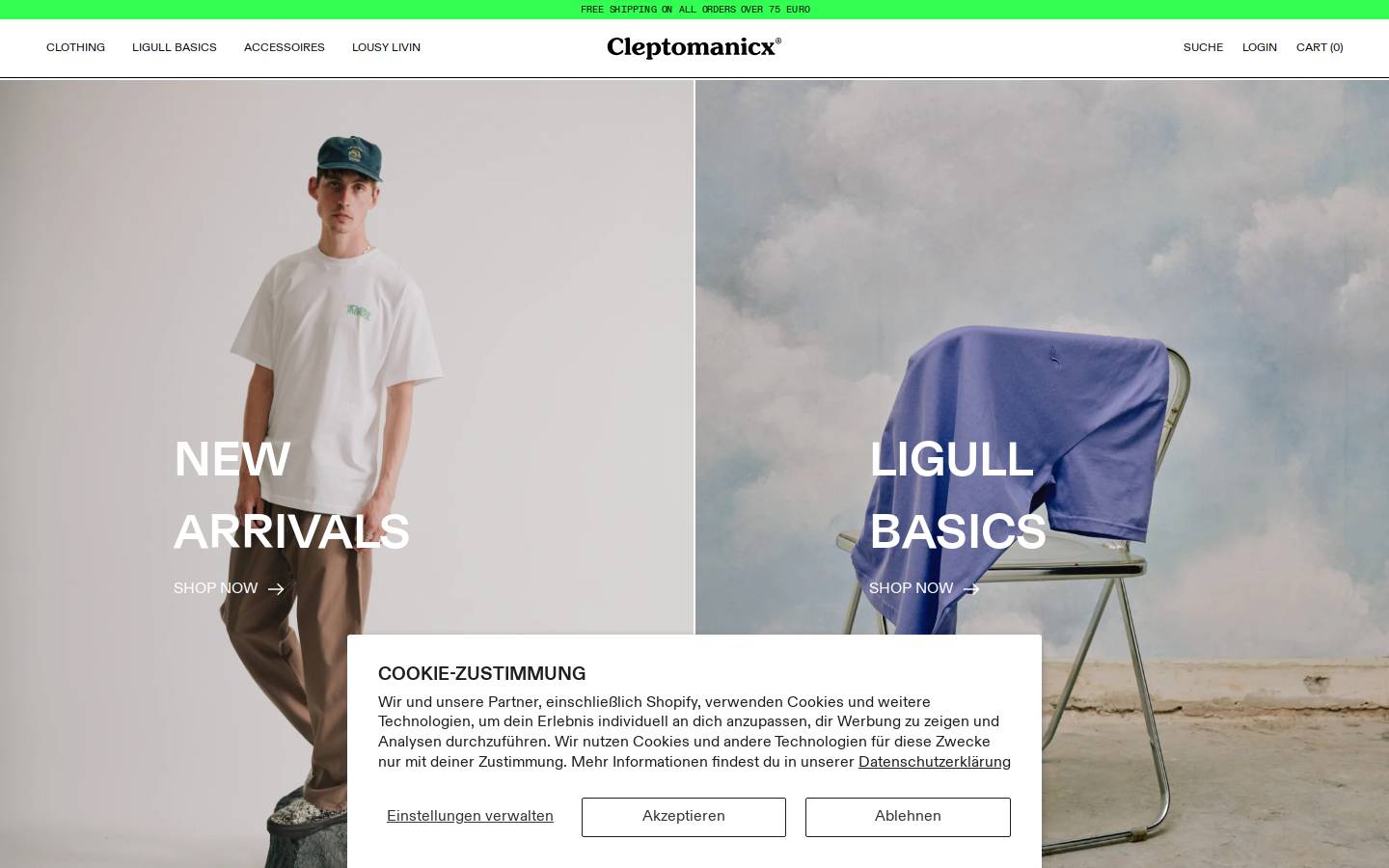 cleptomanicx.com homepage screenshot