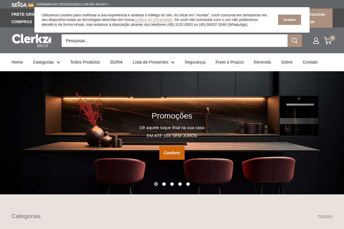 ClerkzDecor homepage screenshot